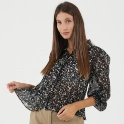 Γυναικείο πουκάμισο ATTRATTIVO 92296372 μαύρο Floral