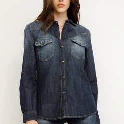 Γυναικείο Jean πουκάμισο EDWARD JEANS BLAISE-WST DENIM μπλε