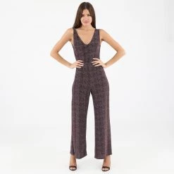 Γυναικεία ολόσωμη φόρμα ATTRATTIVO ασημή μαύρη