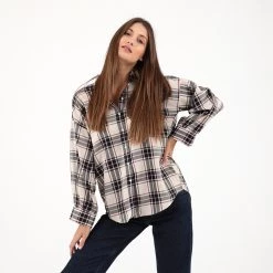 Γυναικείο πουκάμισο GANT G4311151 εκρού καρό