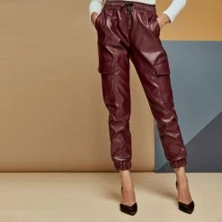 Γυναικείο παντελόνι Jogger Cargo EDWARD JEANS μπορντό