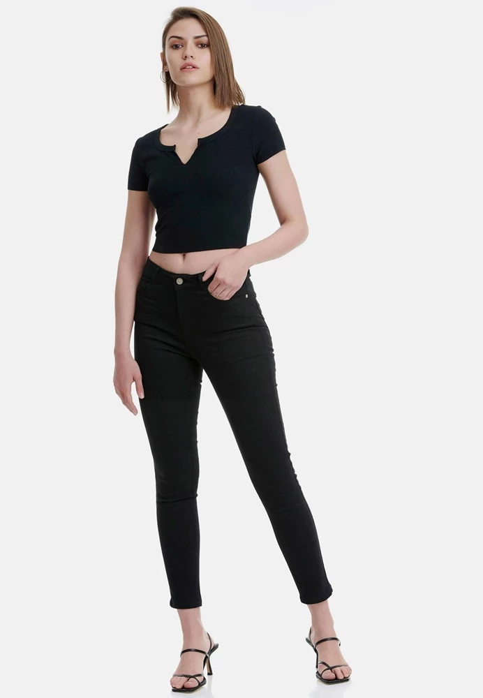 Γυναικείο παντελόνι FUNKY BUDDHA Skinny Fit μαύρο 2 Γυναικείο παντελόνι FUNKY BUDDHA Skinny Fit μαύρο - Image 2