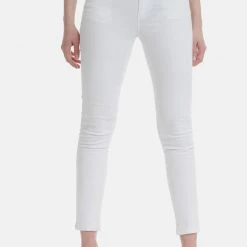 Γυναικείο παντελόνι FUNKY BUDDHA Skinny Fit λευκό