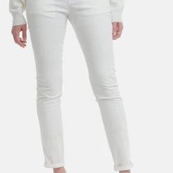 Γυναικείο Chino παντελόνι FUNKY BUDDHA Stretch Cotton Slim λευκό