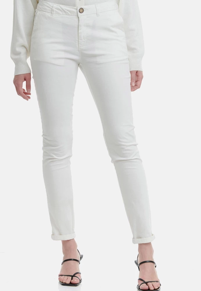 Γυναικείο Chino παντελόνι FUNKY BUDDHA Stretch Cotton Slim λευκό 1 Γυναικείο Chino παντελόνι FUNKY BUDDHA Stretch Cotton Slim λευκό