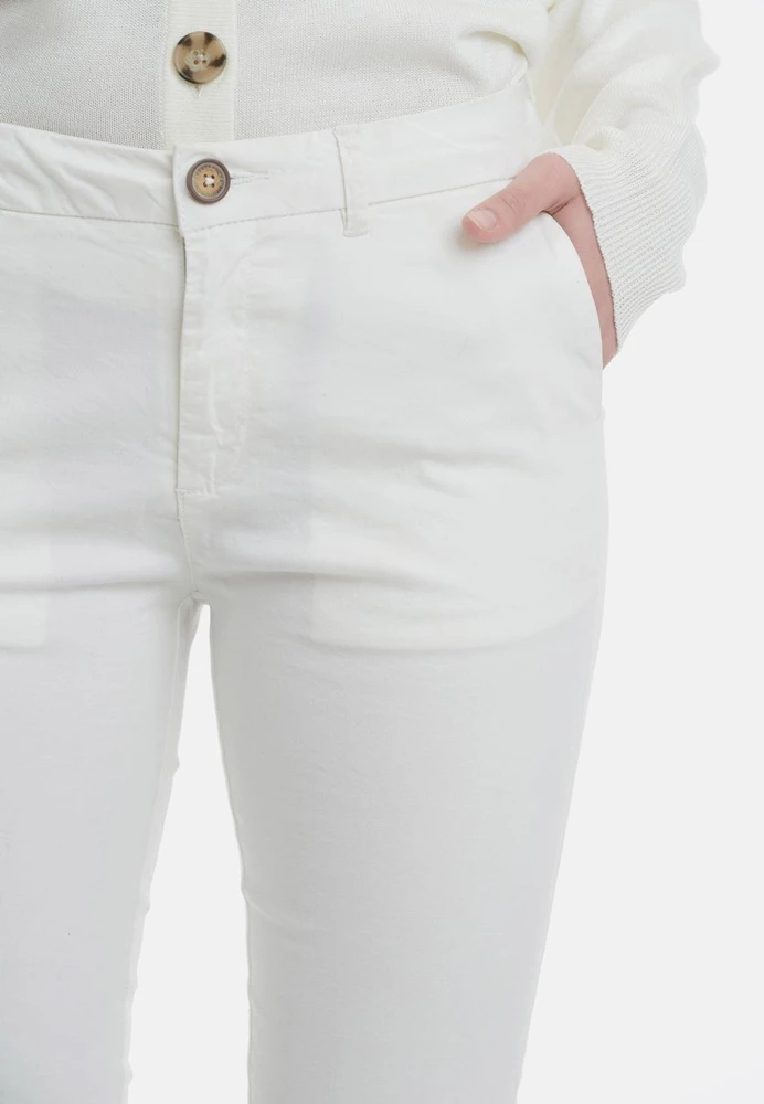 Γυναικείο Chino παντελόνι FUNKY BUDDHA Stretch Cotton Slim λευκό 2 Γυναικείο Chino παντελόνι FUNKY BUDDHA Stretch Cotton Slim λευκό - Image 2