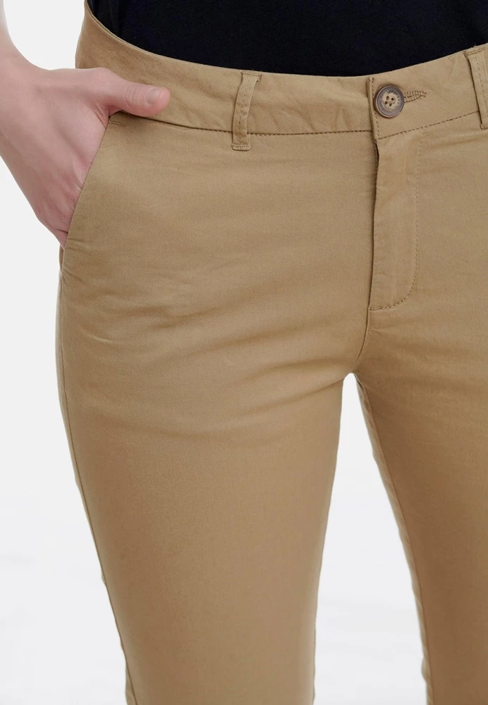 Γυναικείο Chino παντελόνι FUNKY BUDDHA μπεζ 4 Γυναικείο Chino παντελόνι FUNKY BUDDHA μπεζ - Image 4