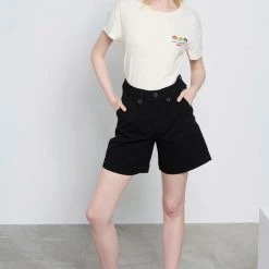 Γυναικεία βερμούδα Chino FUNKY BUDDHA Essential μαύρη