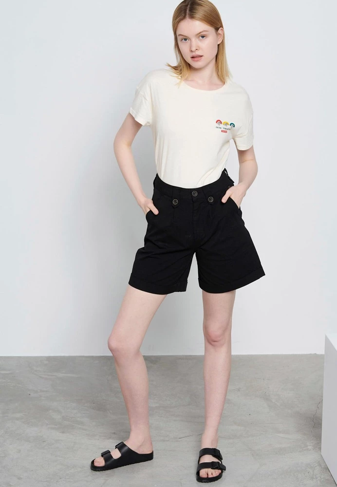 Γυναικεία βερμούδα Chino FUNKY BUDDHA Essential μαύρη 1 Γυναικεία βερμούδα Chino FUNKY BUDDHA Essential μαύρη