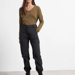 Γυναικείο Cargo παντελόνι FUNKY BUDDHA Comfort-stretch μαύρο