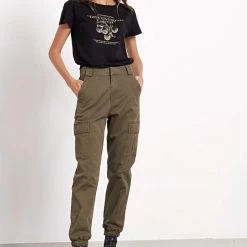 Γυναικείο Cargo παντελόνι FUNKY BUDDHA Comfort-stretch χακί