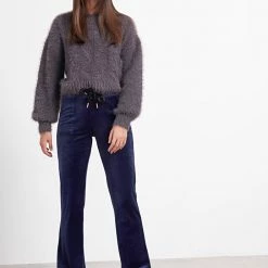 Γυναικείο παντελόνι φόρμας βελουτέ FUNKY BUDDHA μπλε