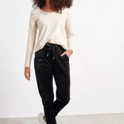 Γυναικείο παντελόνι FUNKY BUDDHA βελουτέ μαύρο