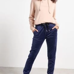 Γυναικείο παντελόνι FUNKY BUDDHA βελουτέ μπλε